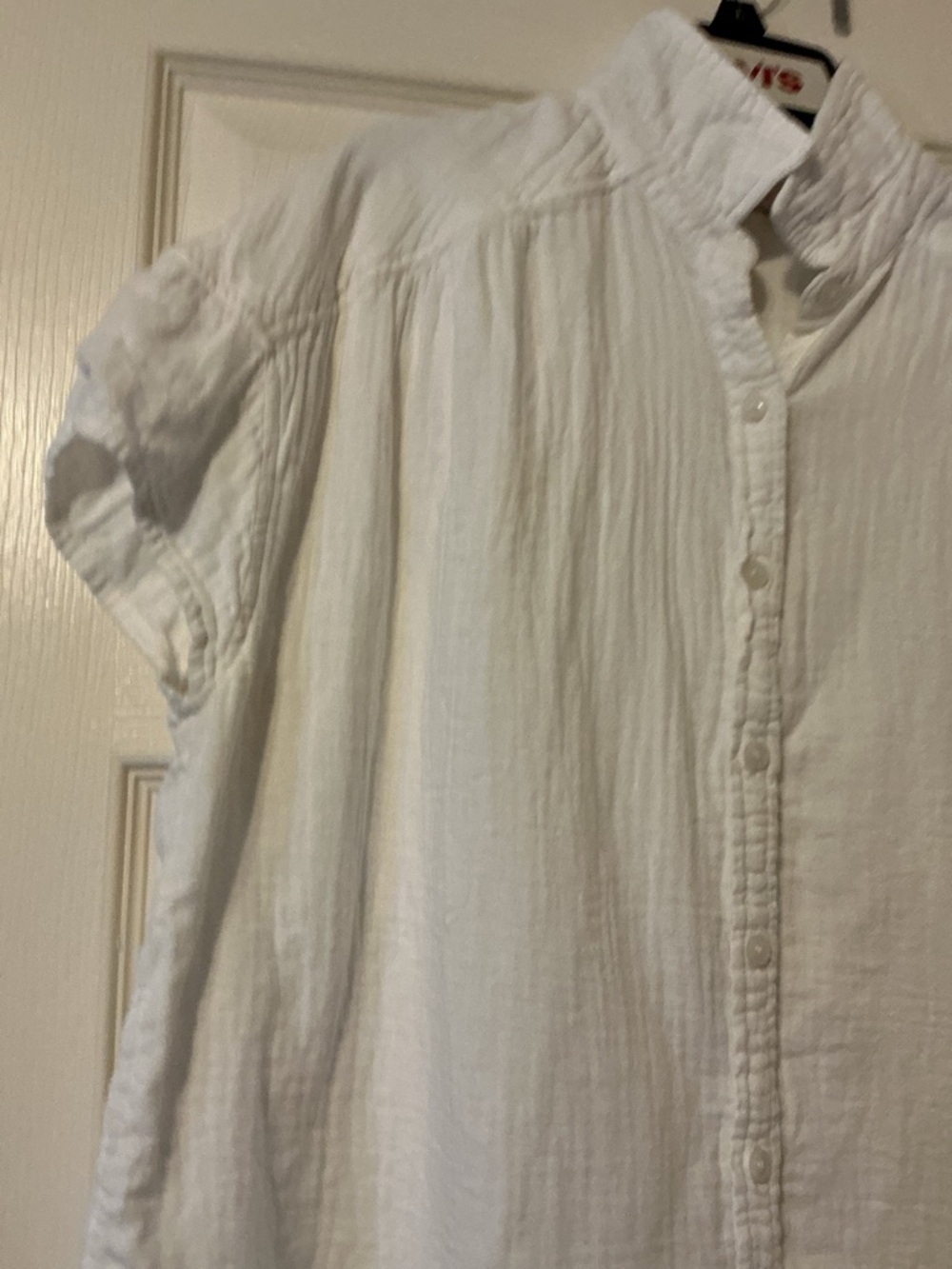 Sonoma White Cotton Gauze Top Coastal Boho Button Down Relaxed L - Picture 3 of 7